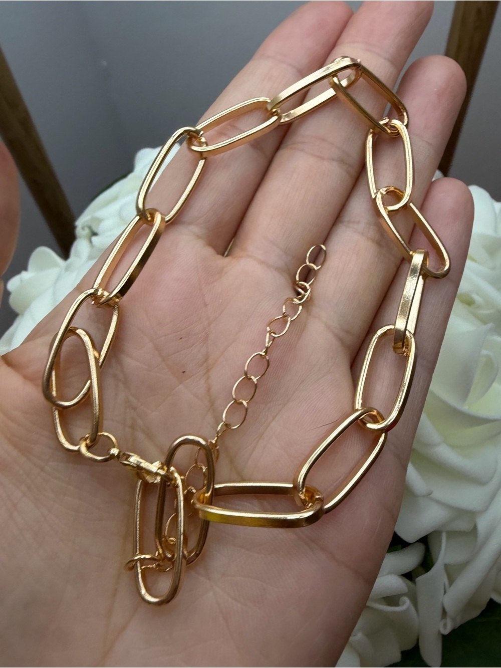 Gold Link Chain Bracelet for Women - Elegant Chunky Paperclip Style